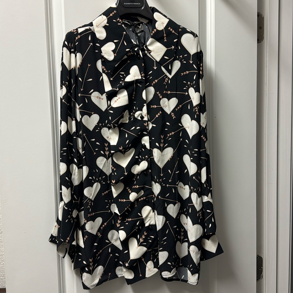 Elisabetta Franchi Heart Button Down Blouse
